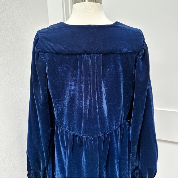 FREE PEOPLE Estella Velvet Mini Dress in Navy Blue - Picture 10 of 13
